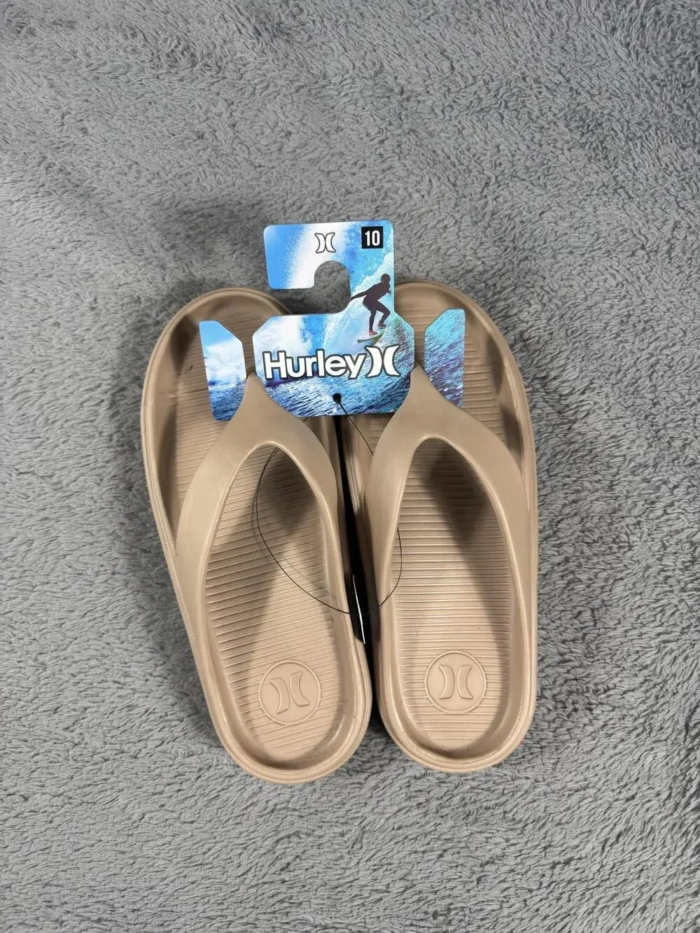 Hurley Sandals Men's Size 10 Beige Lightweight Thong Flip Flop Casual Beach